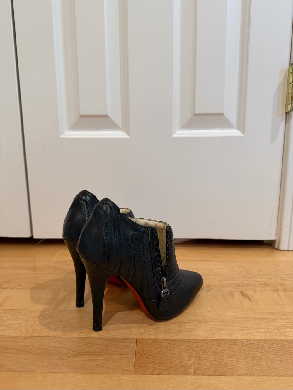 Christian Louboutin Sigourney Black Leather Ankle Booties - Size 37